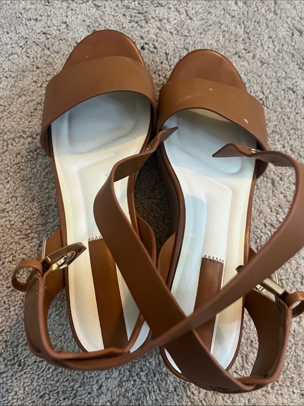 Franco Sarto Tan Strappy Ankle-Wrap Sandals
